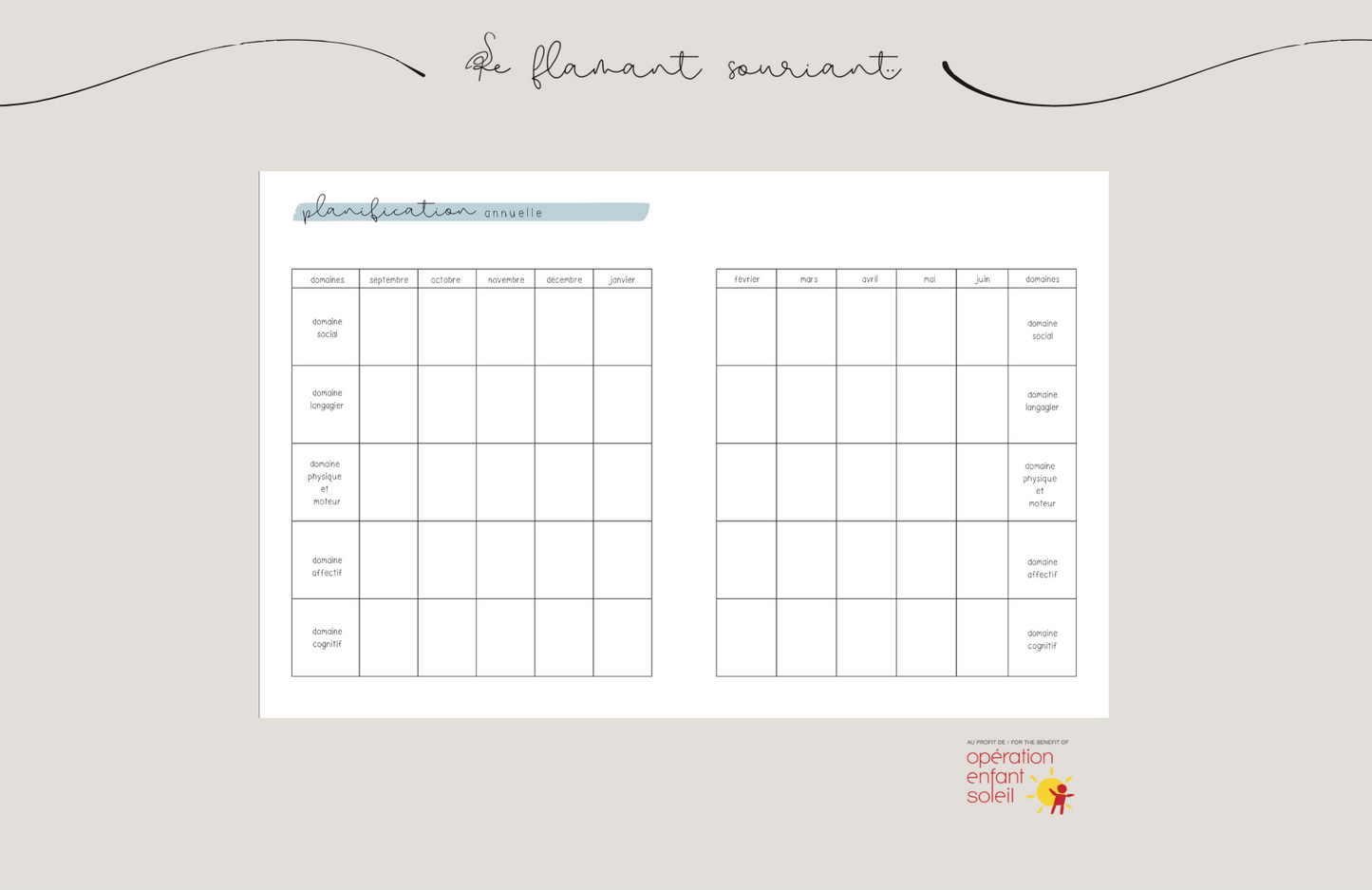 Planificateur - Préscolaire