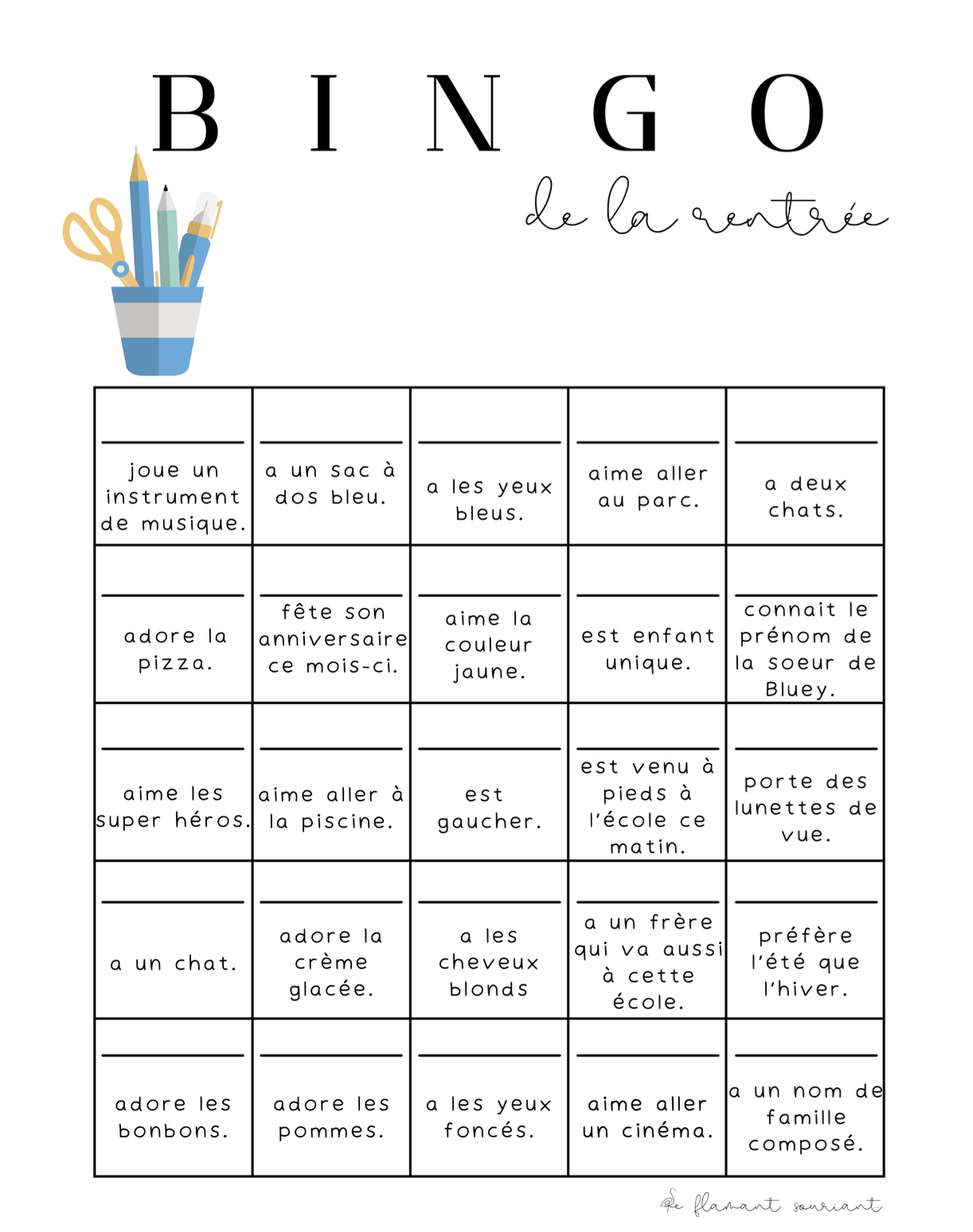 Bingo de la rentrée