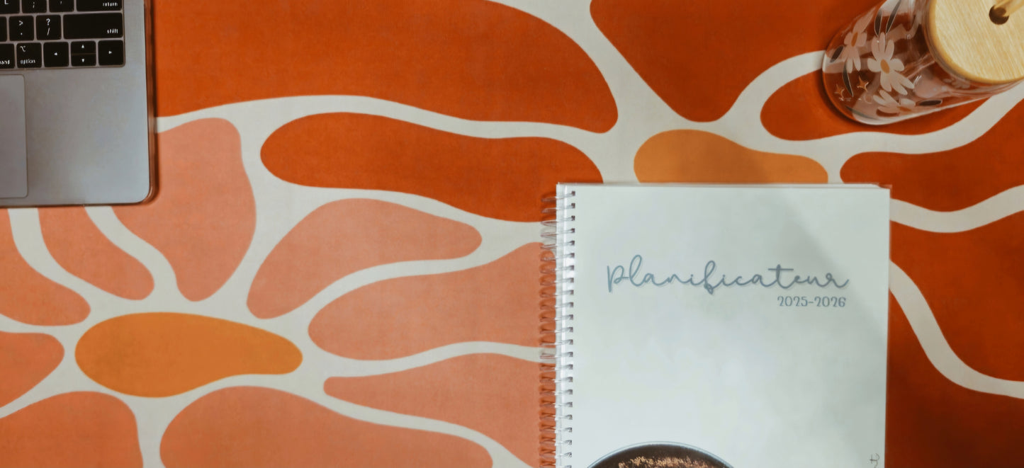 Tapis de bureau rouge-rose