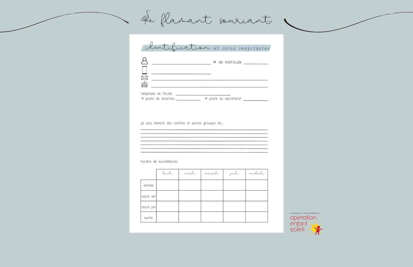 Planificateur - Petite enfance