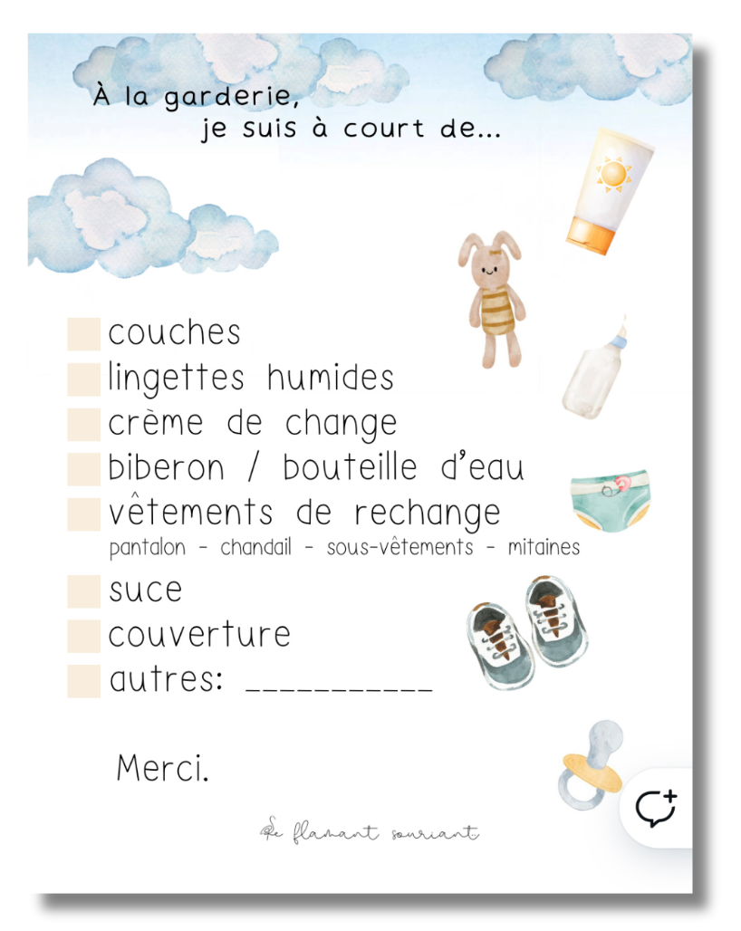 Petit Bloc-notes (à la garderie)