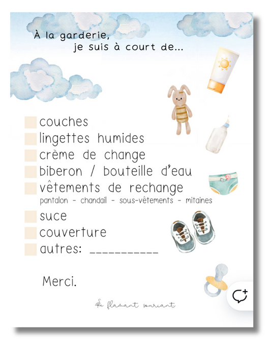 Petit Bloc-notes (à la garderie)