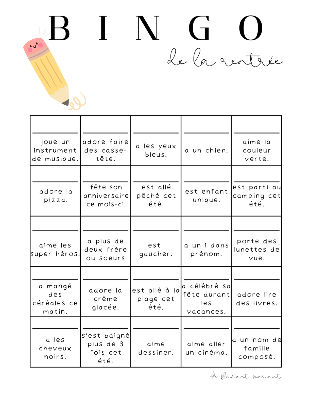 Bingo de la rentrée