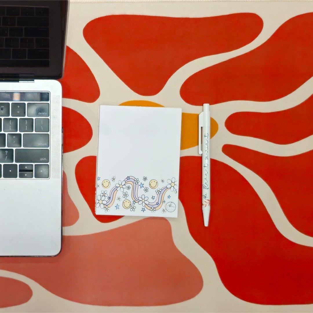 Tapis de bureau rouge-rose
